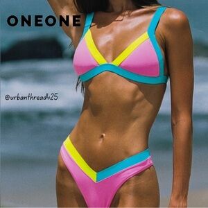 🩷💛🩵 NWT OneOne Swimwear Bikini Set in Martinica – Size Large – BRAND NEW